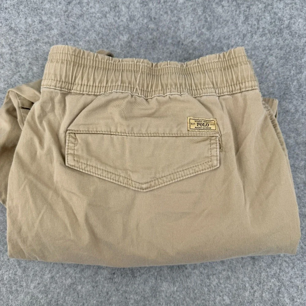 Polo Ralph Lauren Mens Cargo Jogger XL Tan Drawstring Elastic Waist Zip Hem